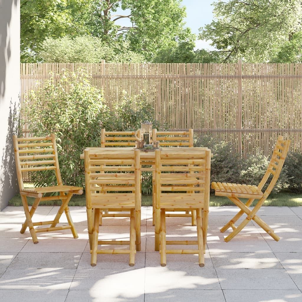 Garden chair set of 6 natural bamboo standard foldable