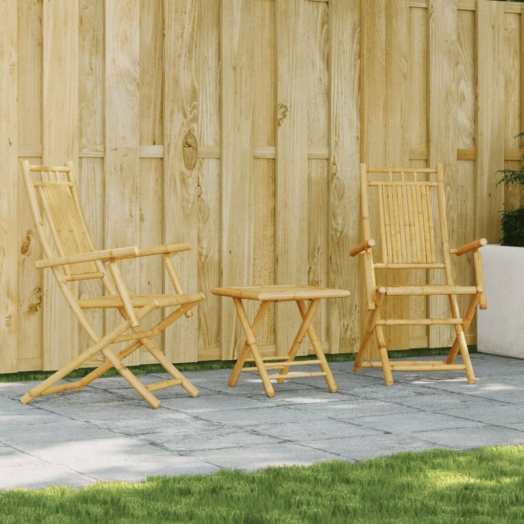 Bistro set natural bamboo bamboo 3 piece set foldable