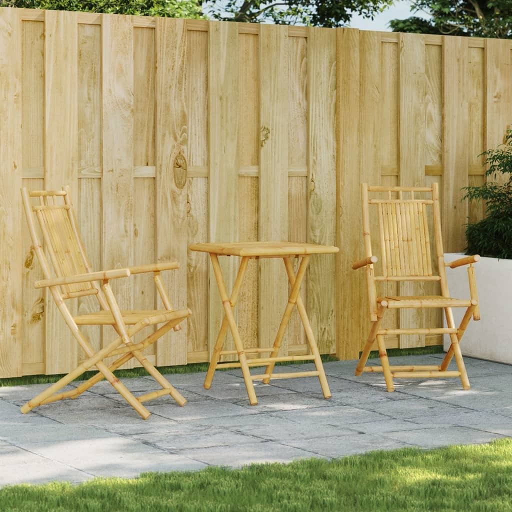 Bistro set natural bamboo bamboo medium foldable bistro set