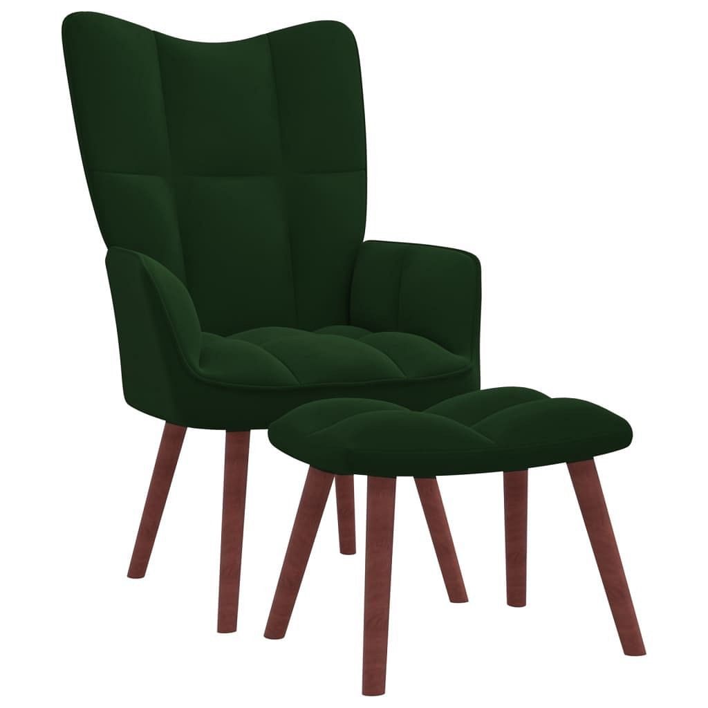Relaxing chair with stool dark green