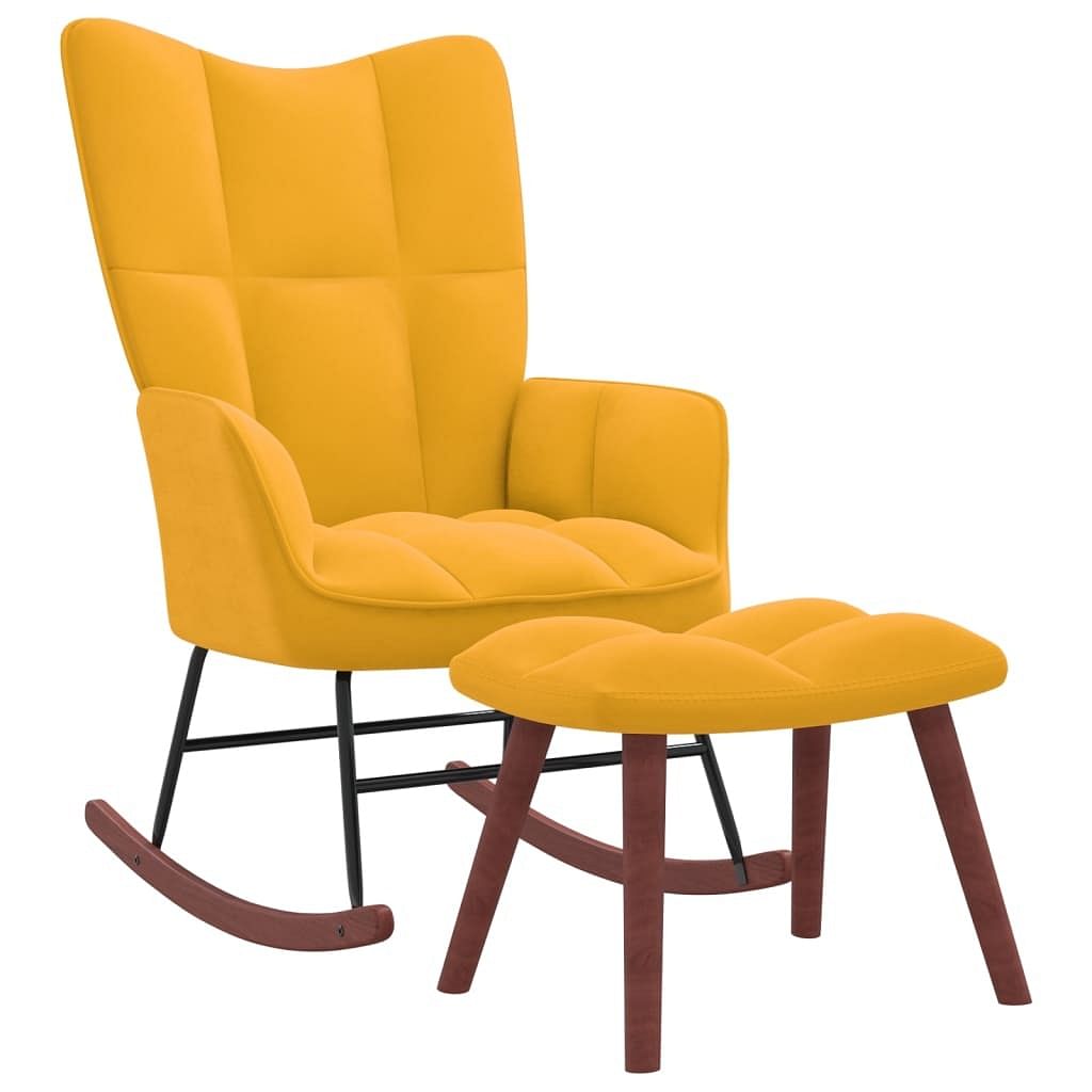 Rocking chair with stool mustard yellow
