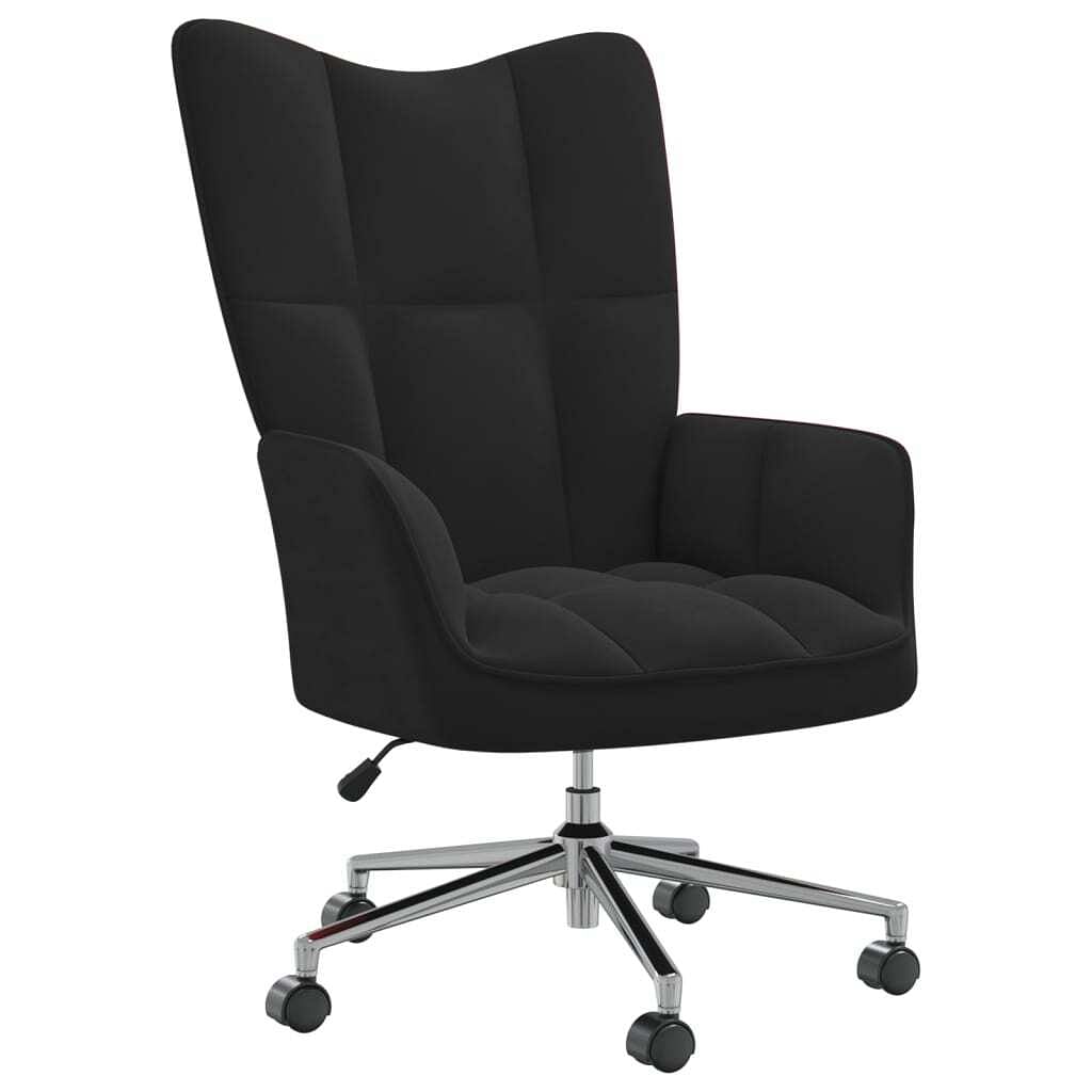 Relaxing chair black velvet, steel standard relaxing chair