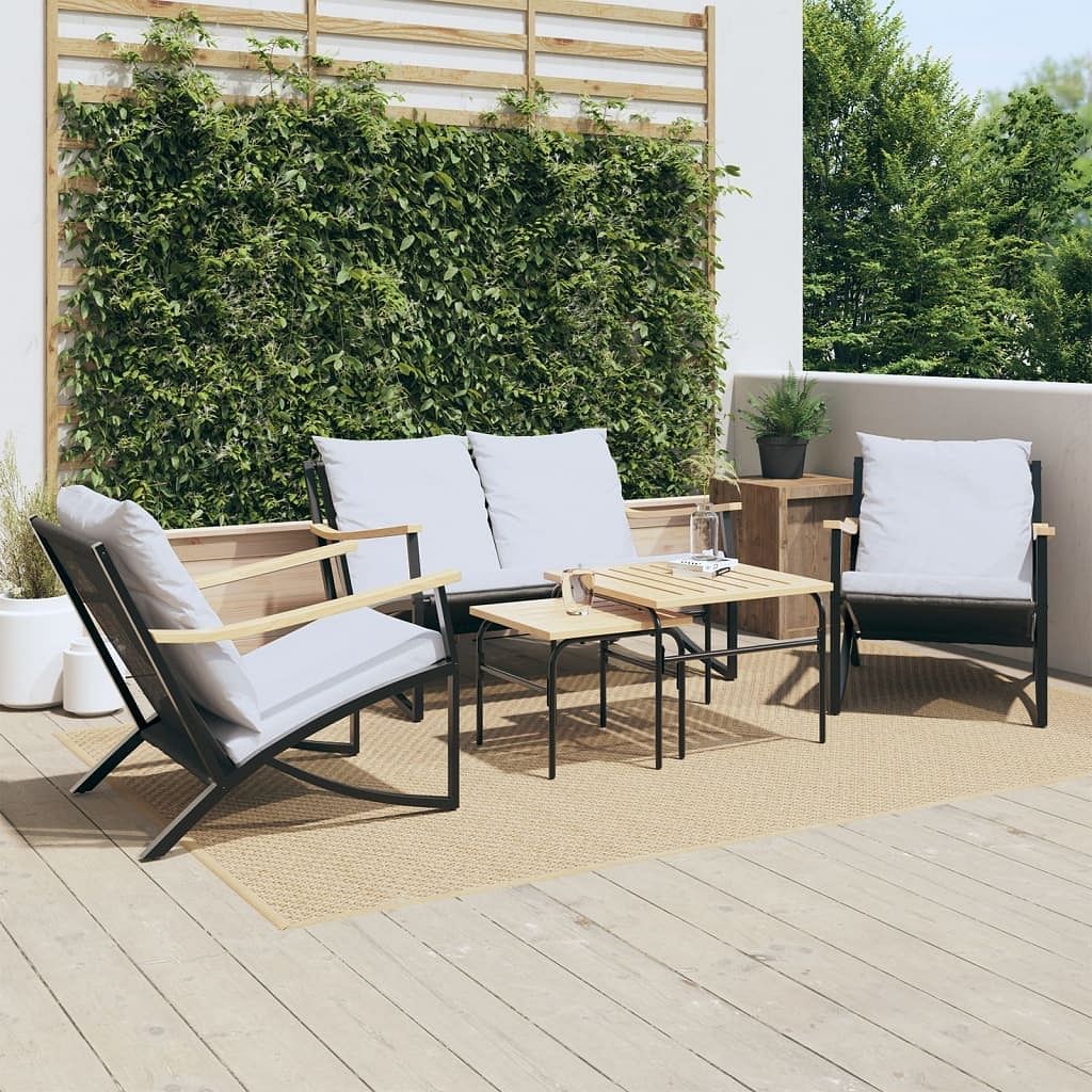 Balcony furniture set black powder-coated steel medium