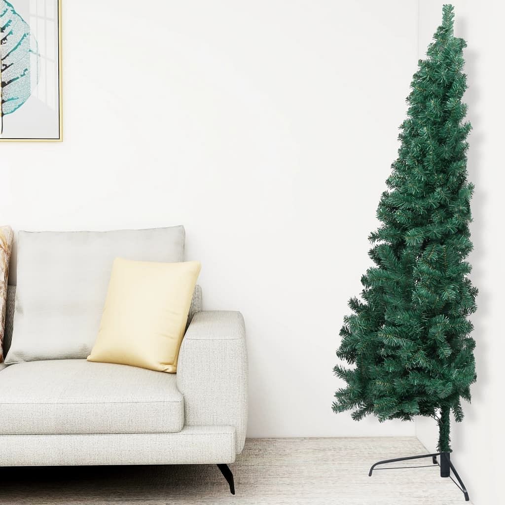 Artificial half christmas tree green pvc medium foldable