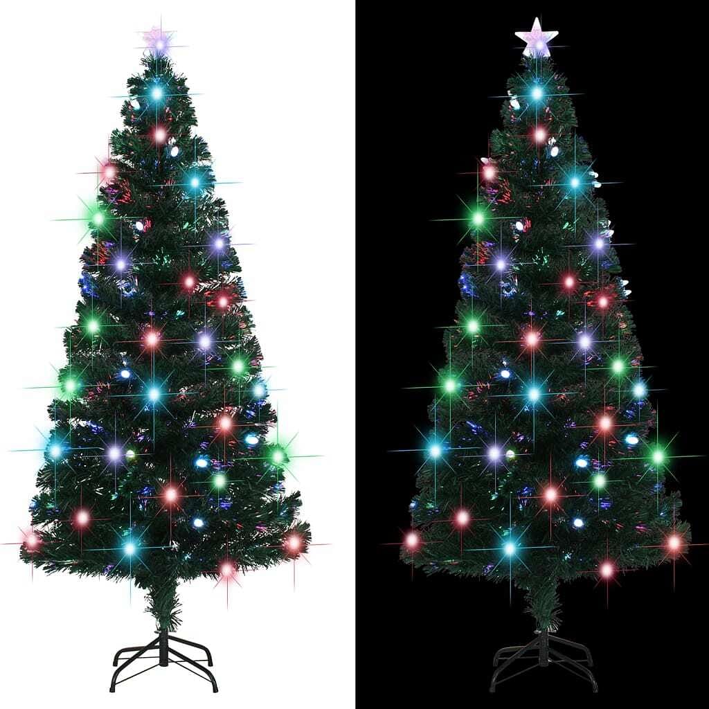 Artificial christmas tree green fiber optic, steel 5 ft