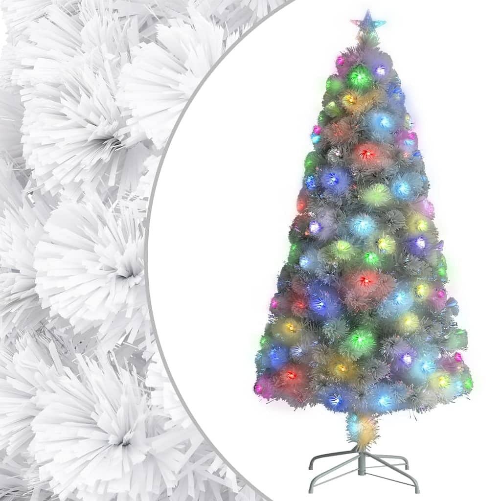 Artificial christmas tree white fiber optic, pvc, steel 4 ft