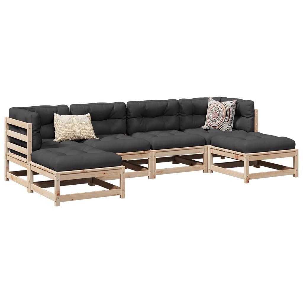 Patio sofa set anthracite solid pine wood large modular