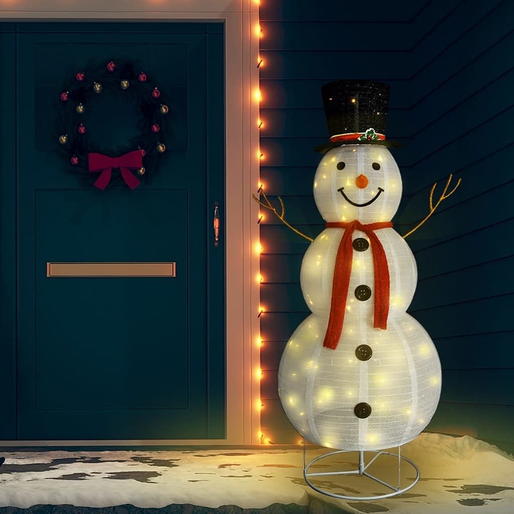 Snowman figure white fabric large christmas snowman figure
