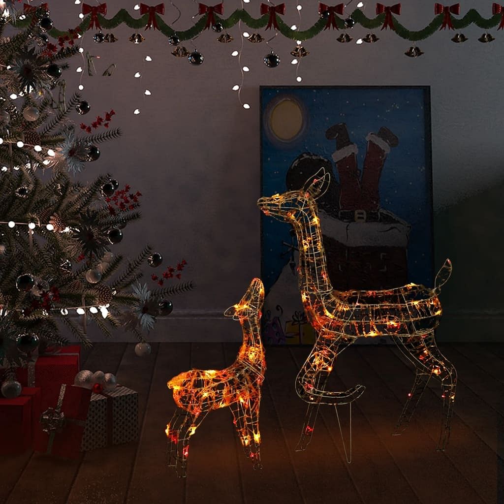 Reindeer family colorful acrylic medium christmas decoration