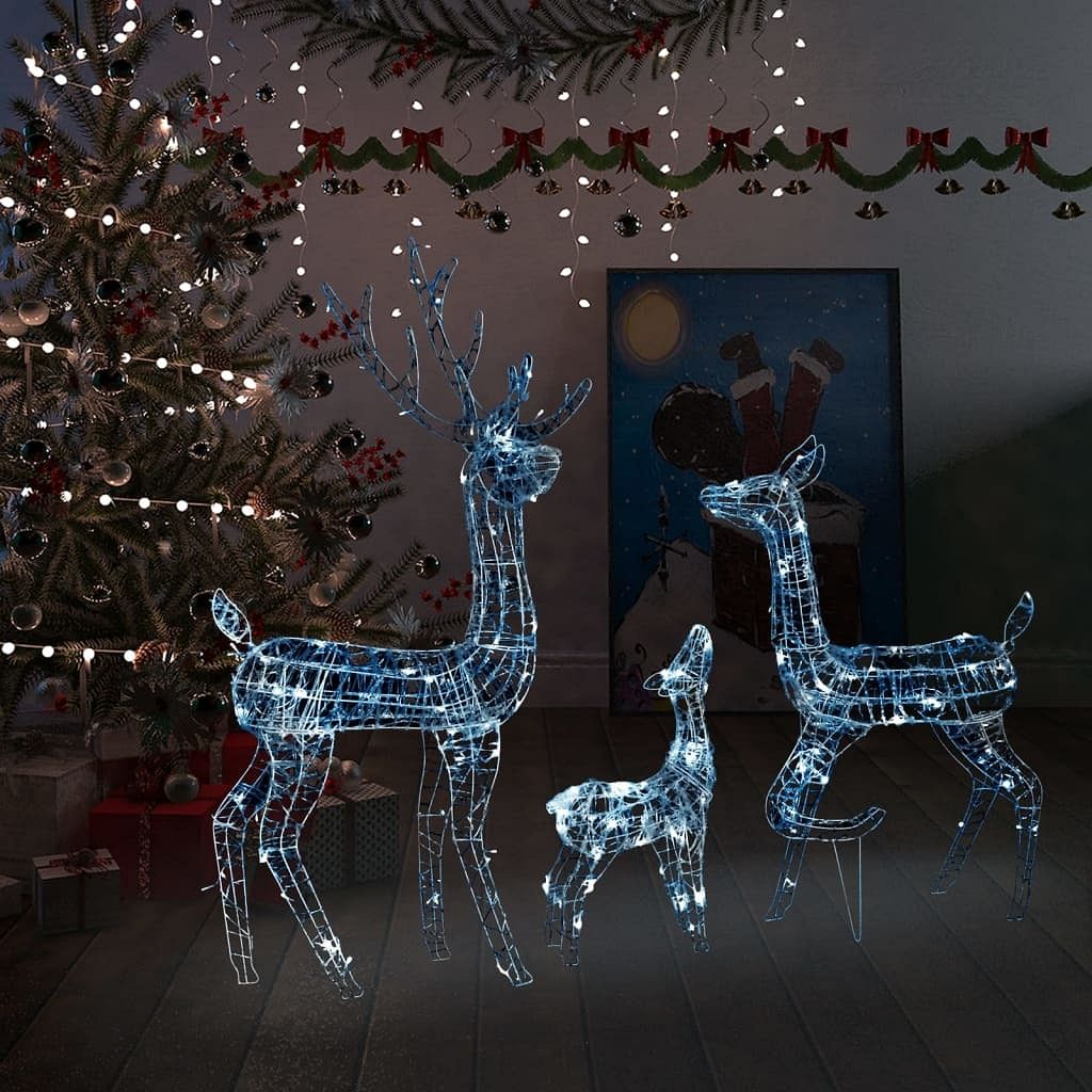Reindeer family cool white acrylic large decorative inlays
