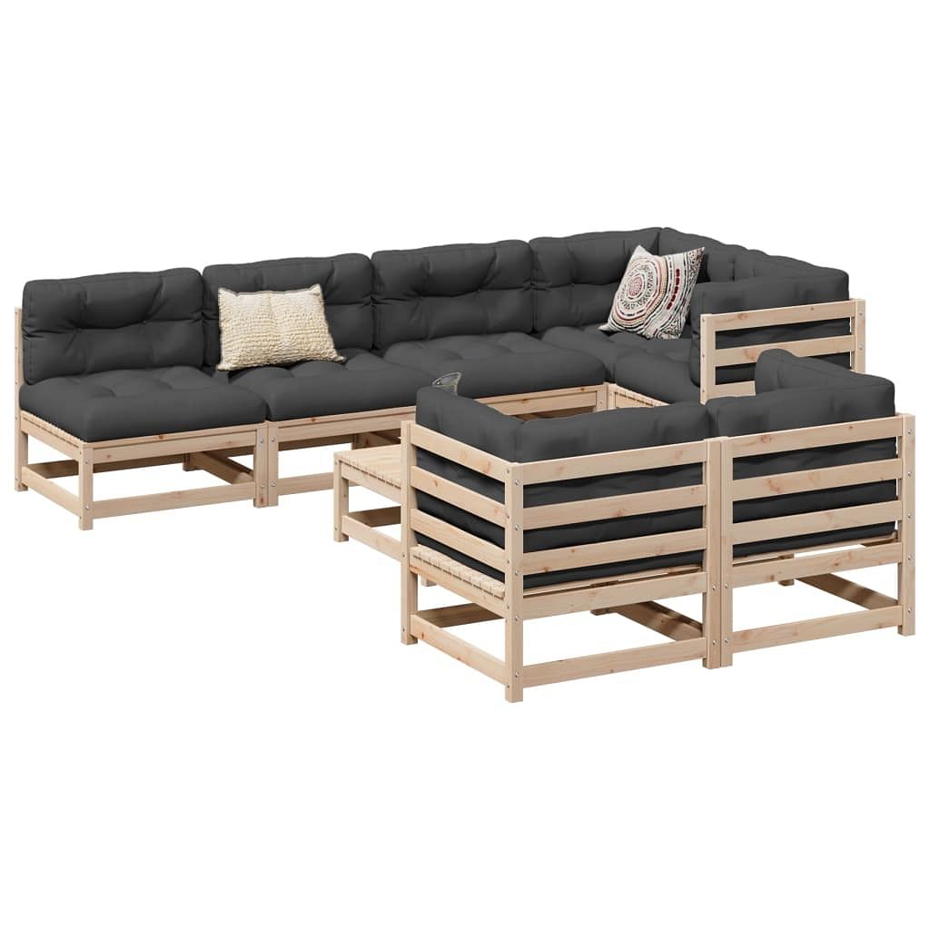 Patio sofa set anthracite solid pine wood, oxford fabric, pp cotton