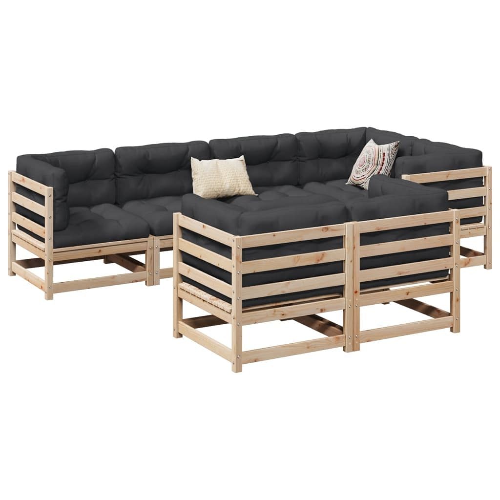 Patio sofa set cream solid pine wood large modular
