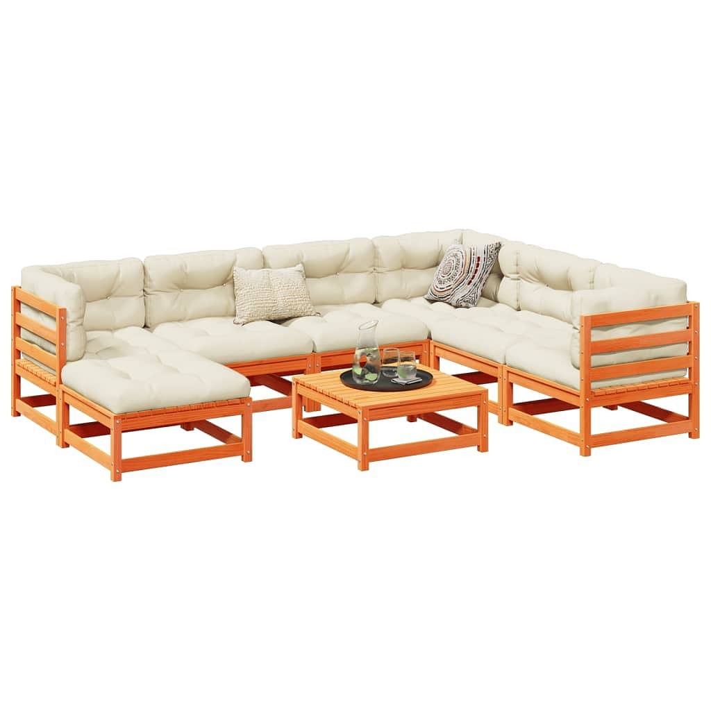 Garden sofa set wax brown solid pine wood large modular