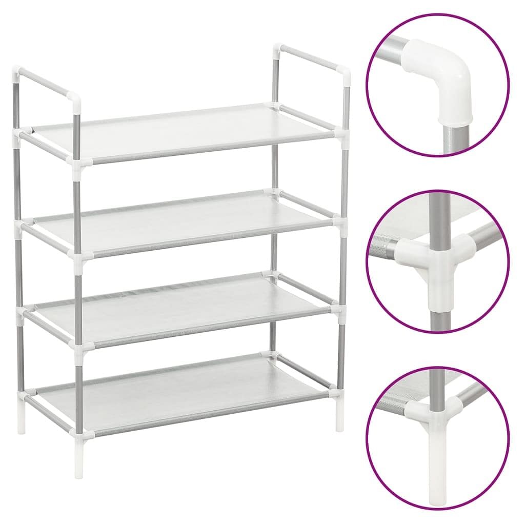 Shoe rack silver metal and non-woven fabric medium shoe rack