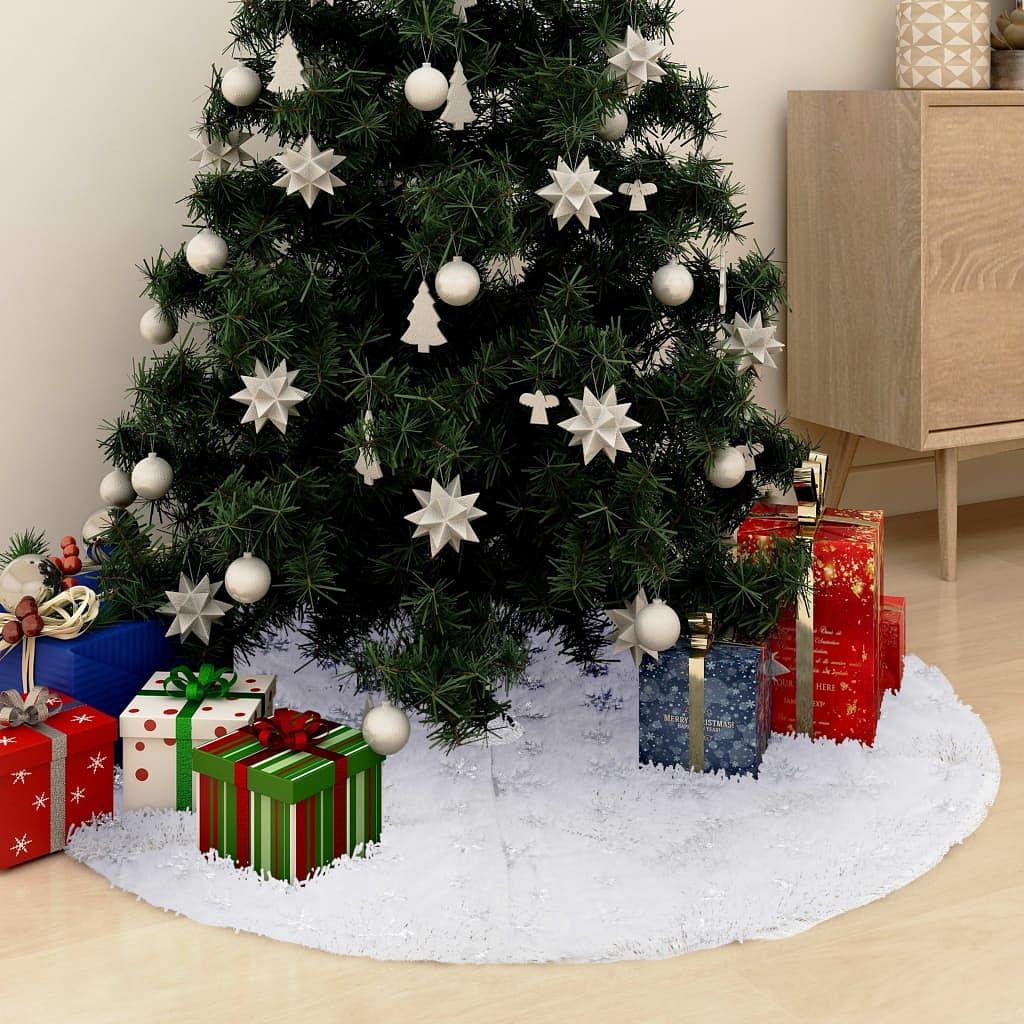 Christmas tree skirt white faux fur 35.4 in diameter