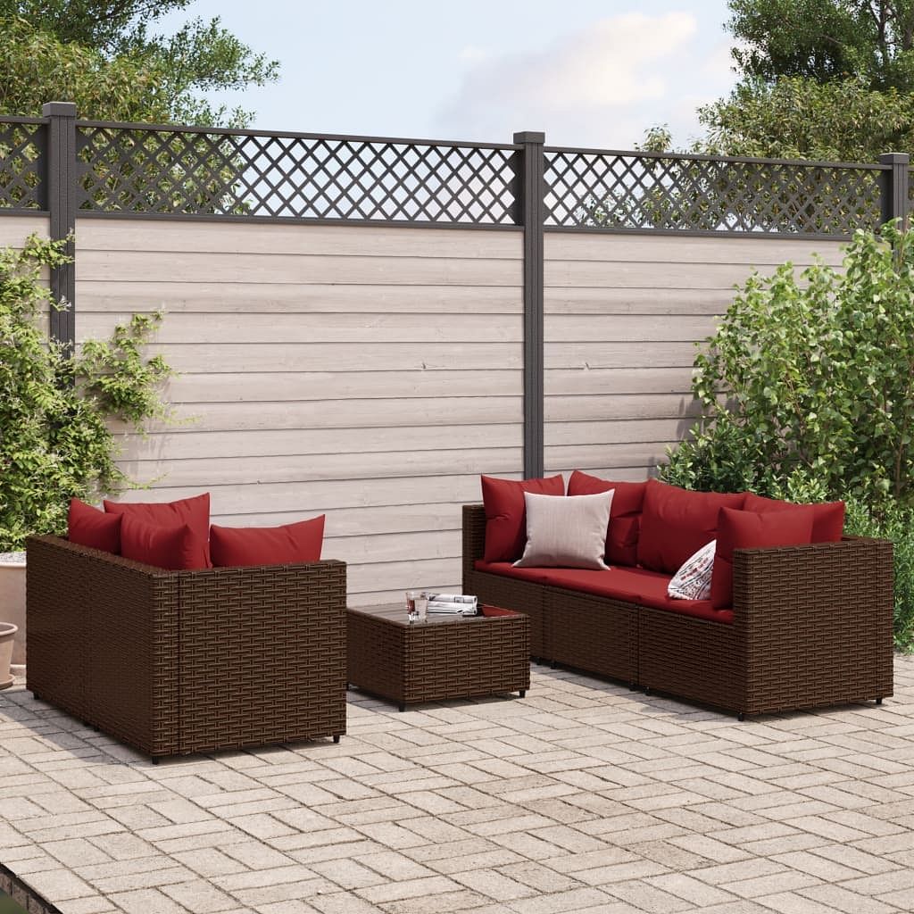 Patio lounge set set of 5 brown, cinnamon red
