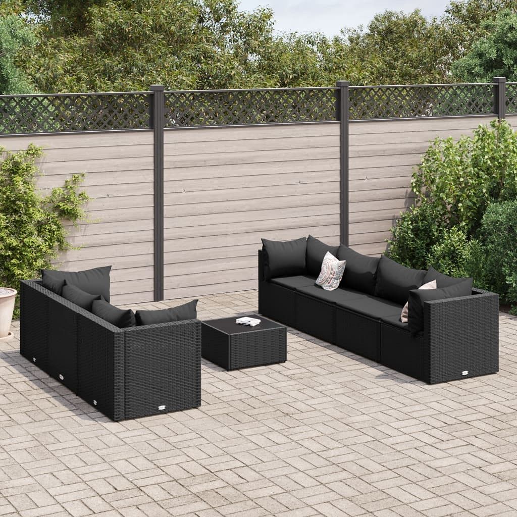 Patio lounge set set of 7 black