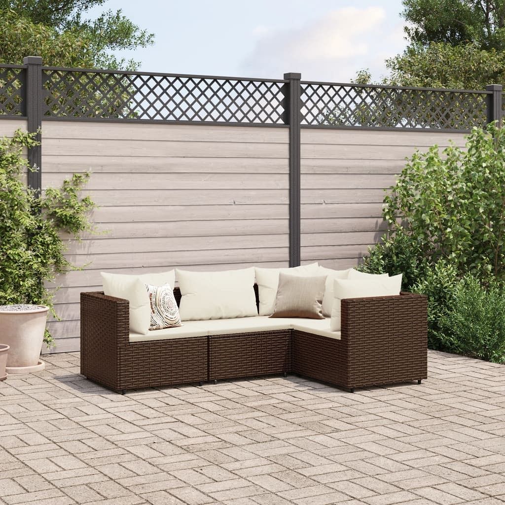 Patio lounge set brown pe rattan medium modular