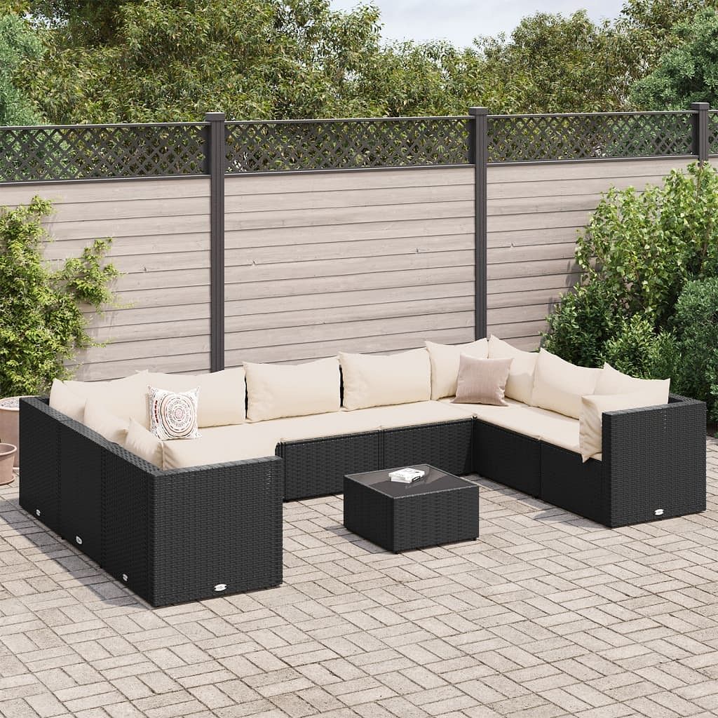 Patio lounge set black, cream white