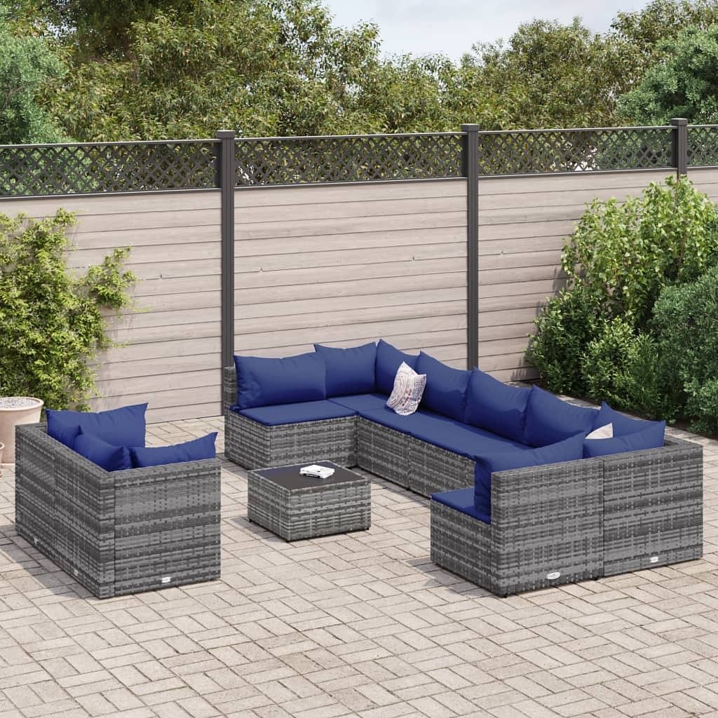 Patio sofa set set of 9 grey