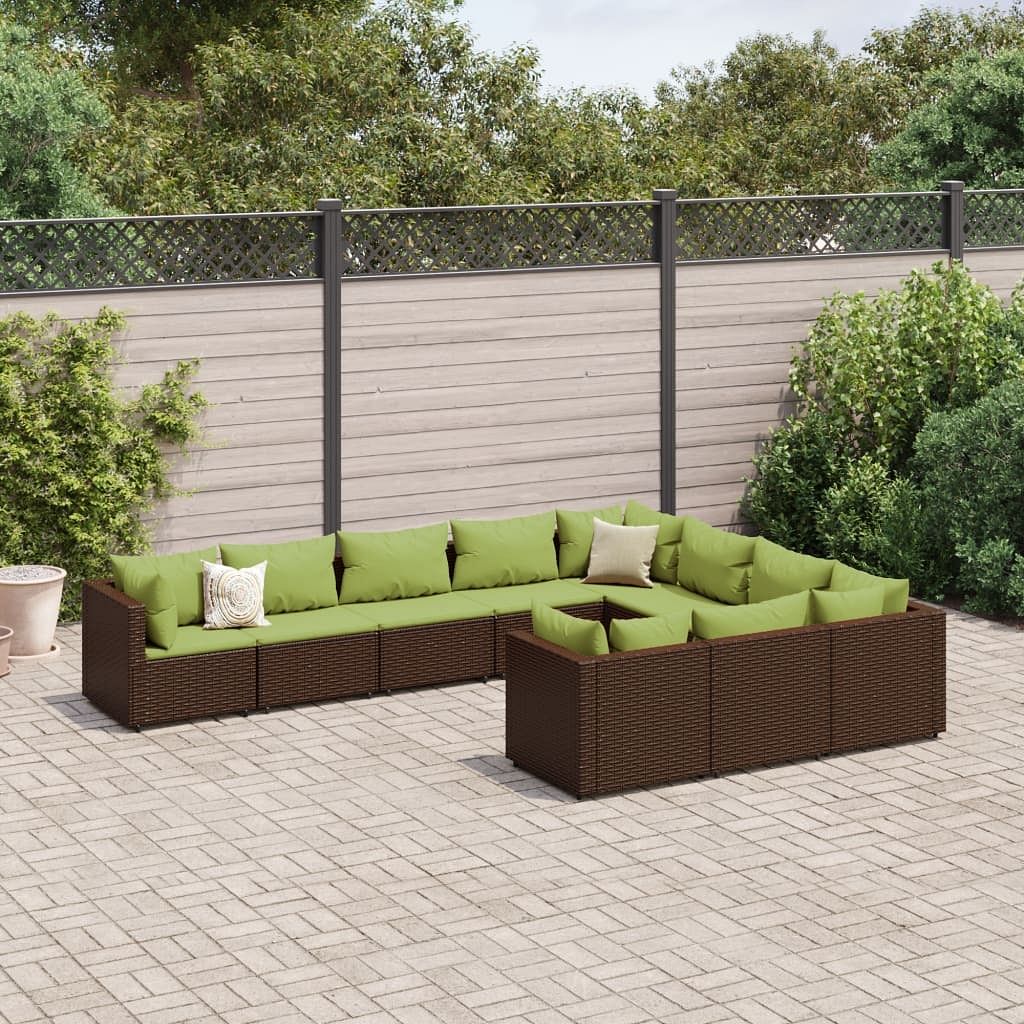 Patio sofa set brown and green