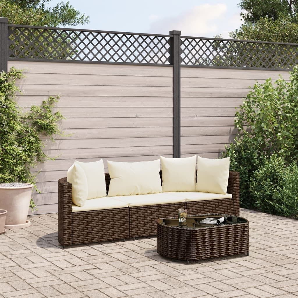 Patio sofa set set of 3 brown