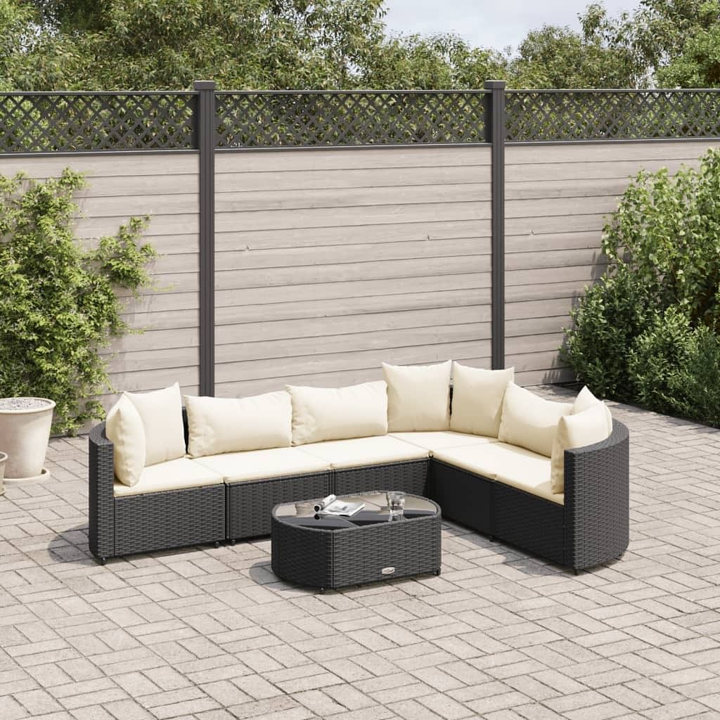 Patio sofa set set of 6 black, cream white