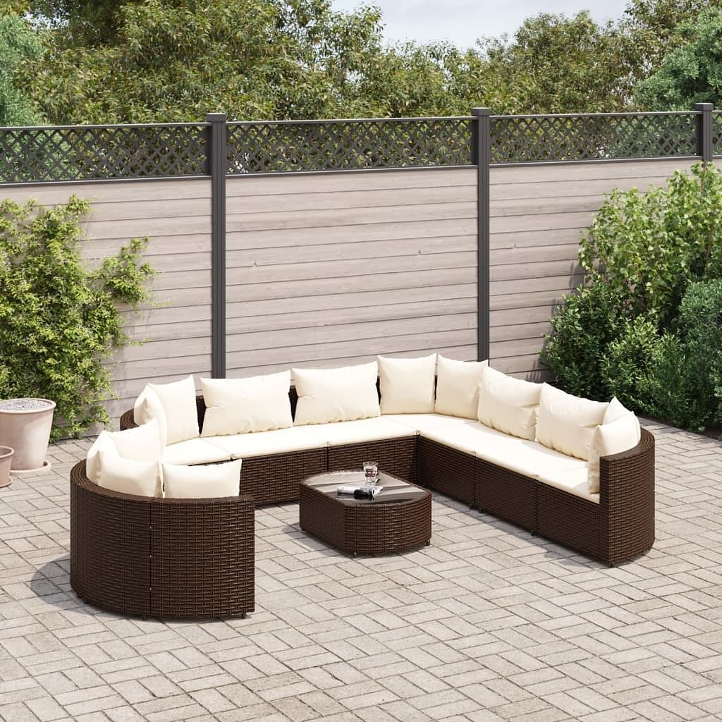 Patio sofa set set of 10 brown, cream white