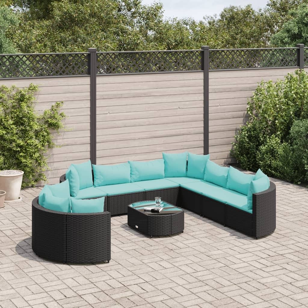 Patio sofa set set of 10 black