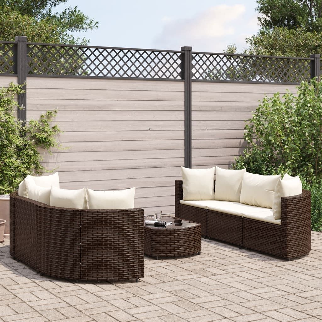 Patio sofa set set of 6 brown, cream white