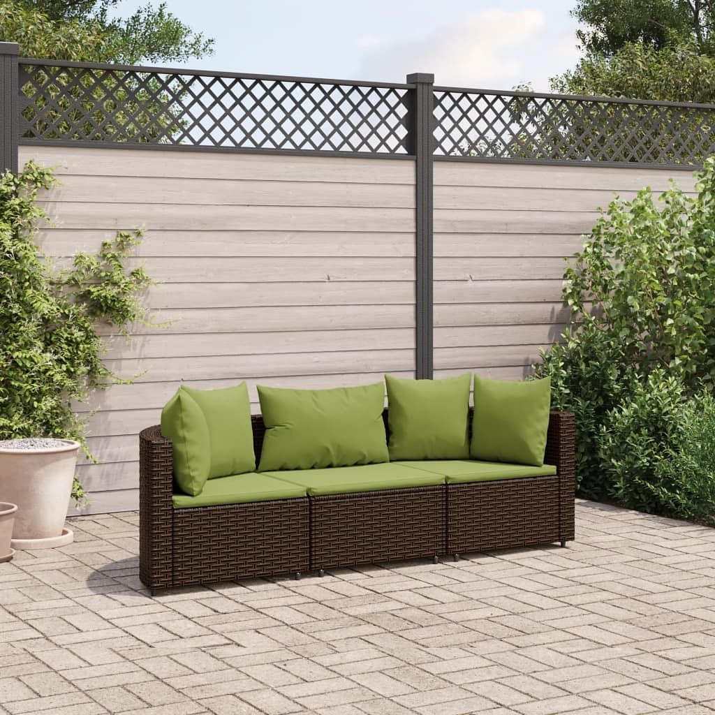 Patio sofa set set of 3 brown