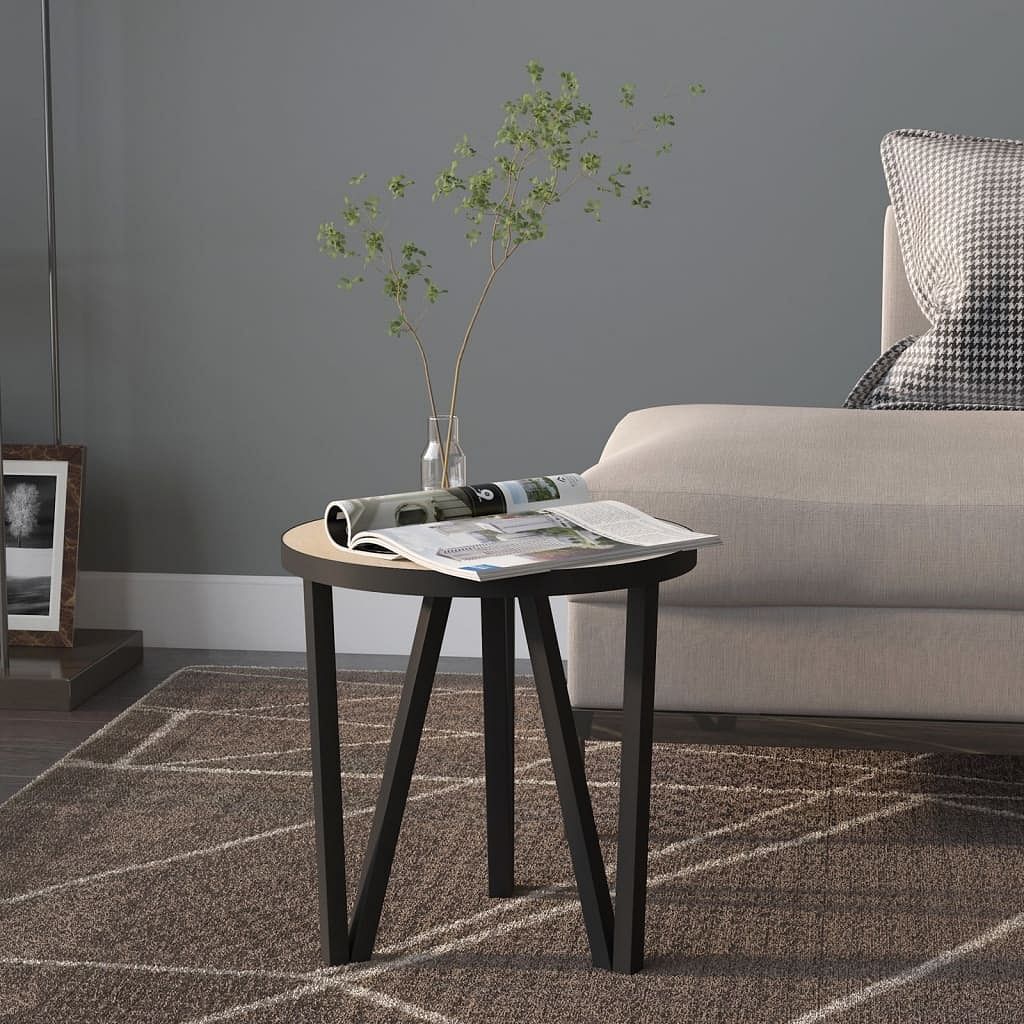 Tea table sonoma oak, black mdf, powder-coated steel