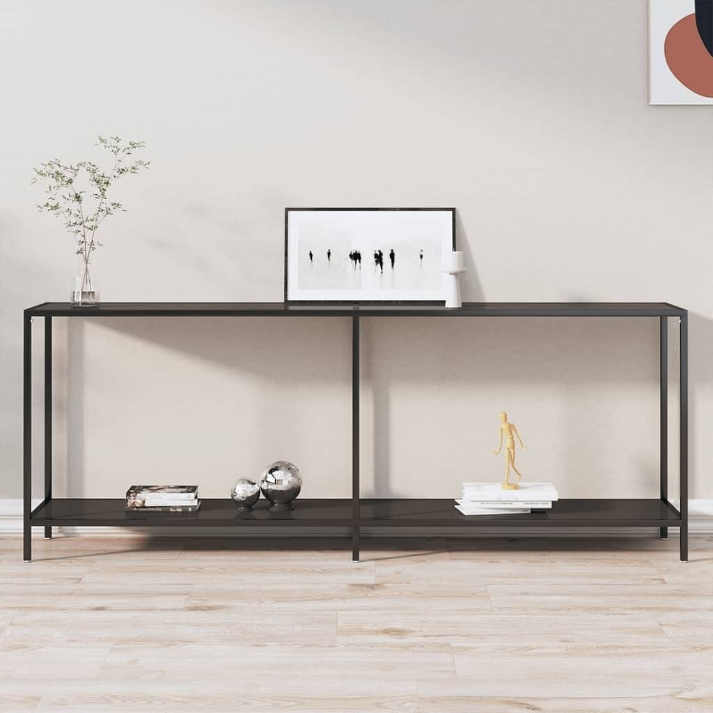 Console table black tempered glass 78.7 in length simple