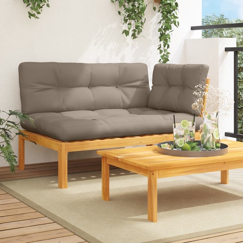 Patio sofa natural wood solid acacia wood medium modular