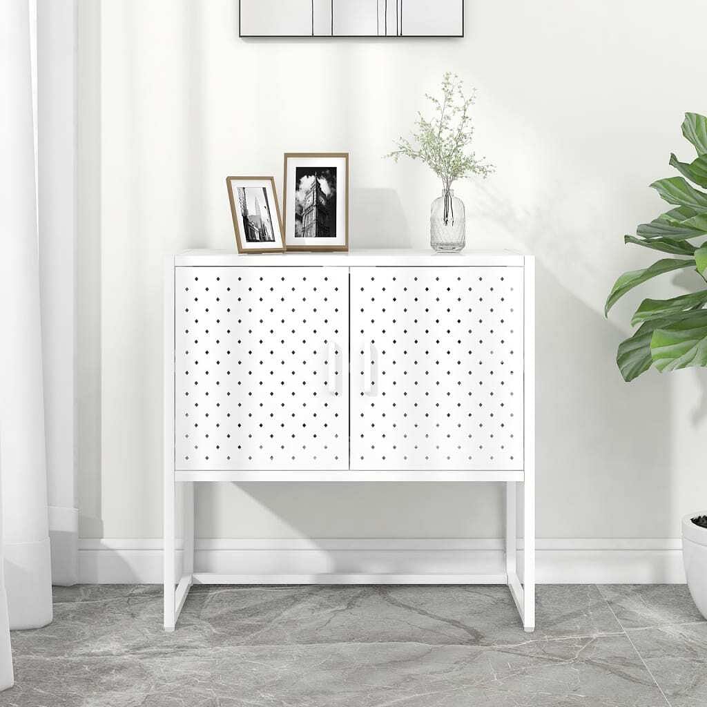 Sideboard white steel medium levelers sideboard rectangular