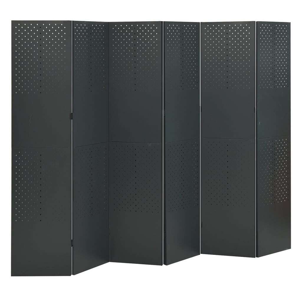 6-panel room divider anthracite 94.5"x70.9" steel