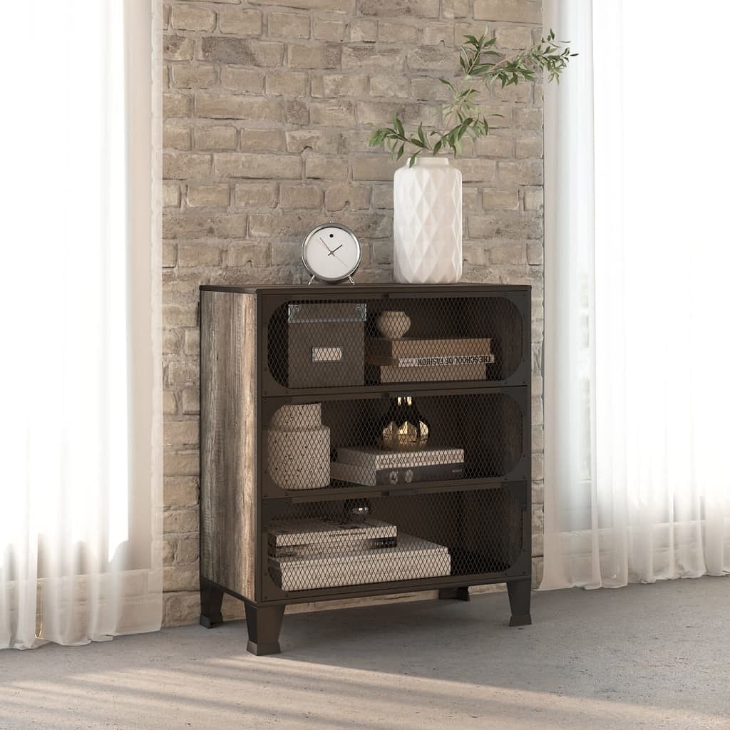 Storage cabinet grey metal and mdf medium storage cabinet