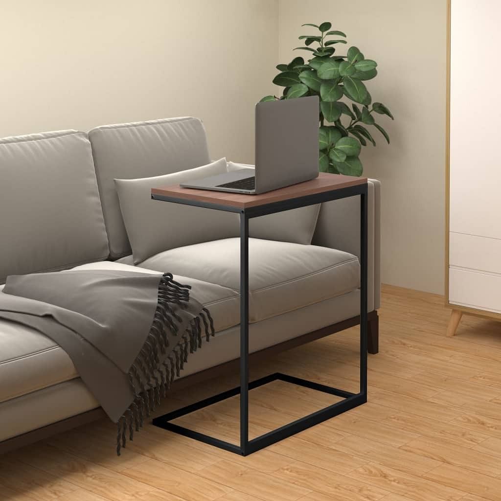 Side table black engineered wood, iron 21.7x13.8x26.0 in durable