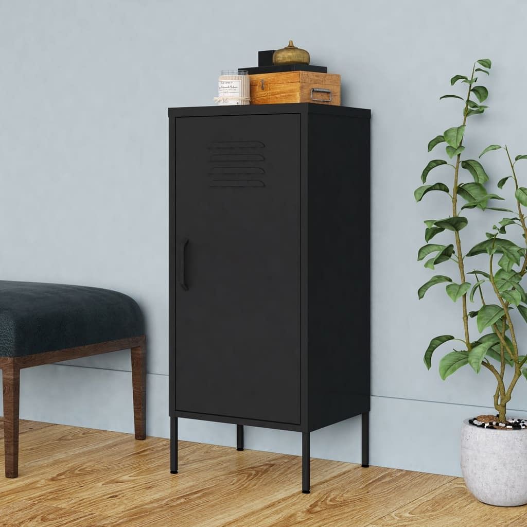 Storage cabinet black steel medium storage cabinet rectangular