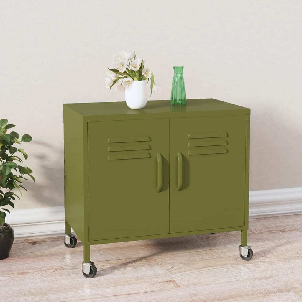 Storage cabinet olive green steel medium storage cabinet