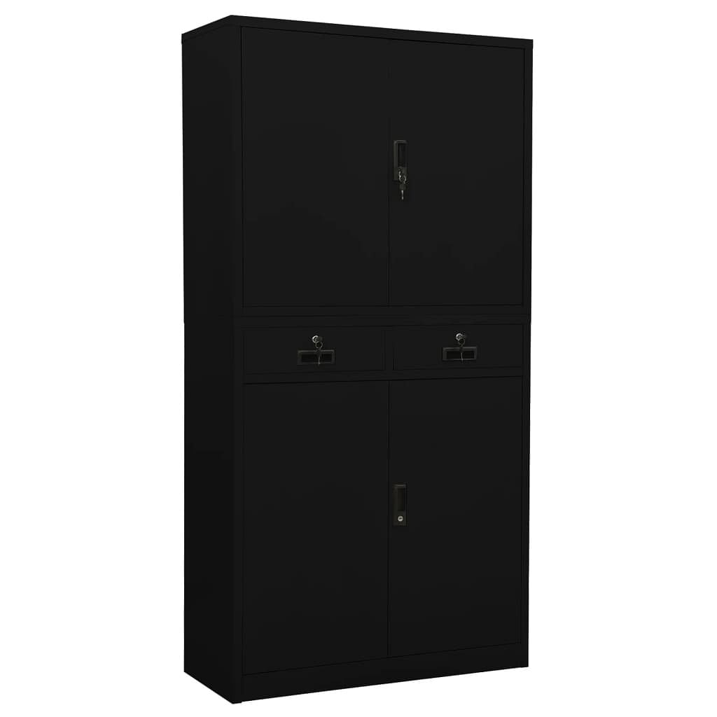 Office cabinet black steel 35.4 x 15.7 x 70.9 in office cabinet