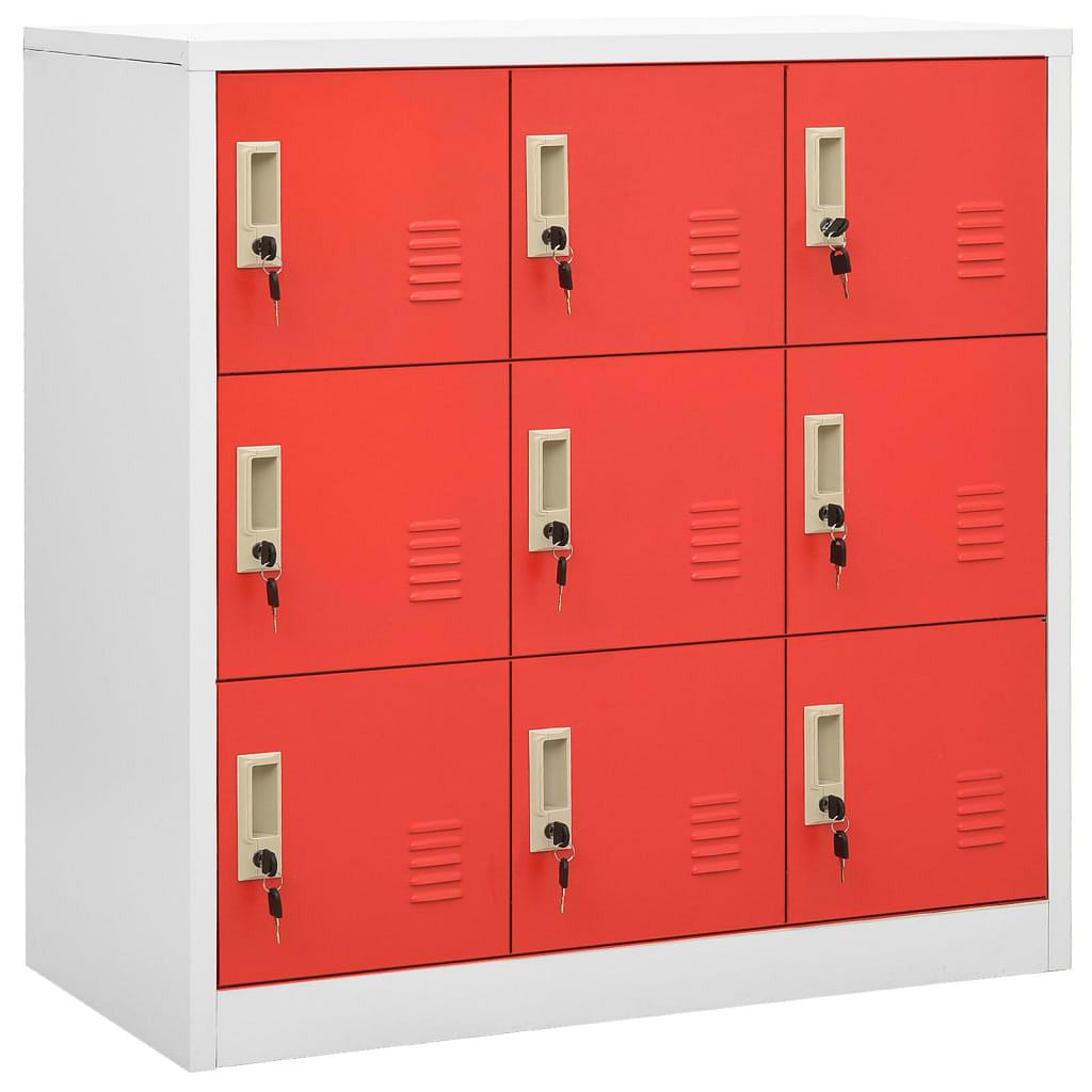 Locker cabinet light grey and red steel medium locker cabinet