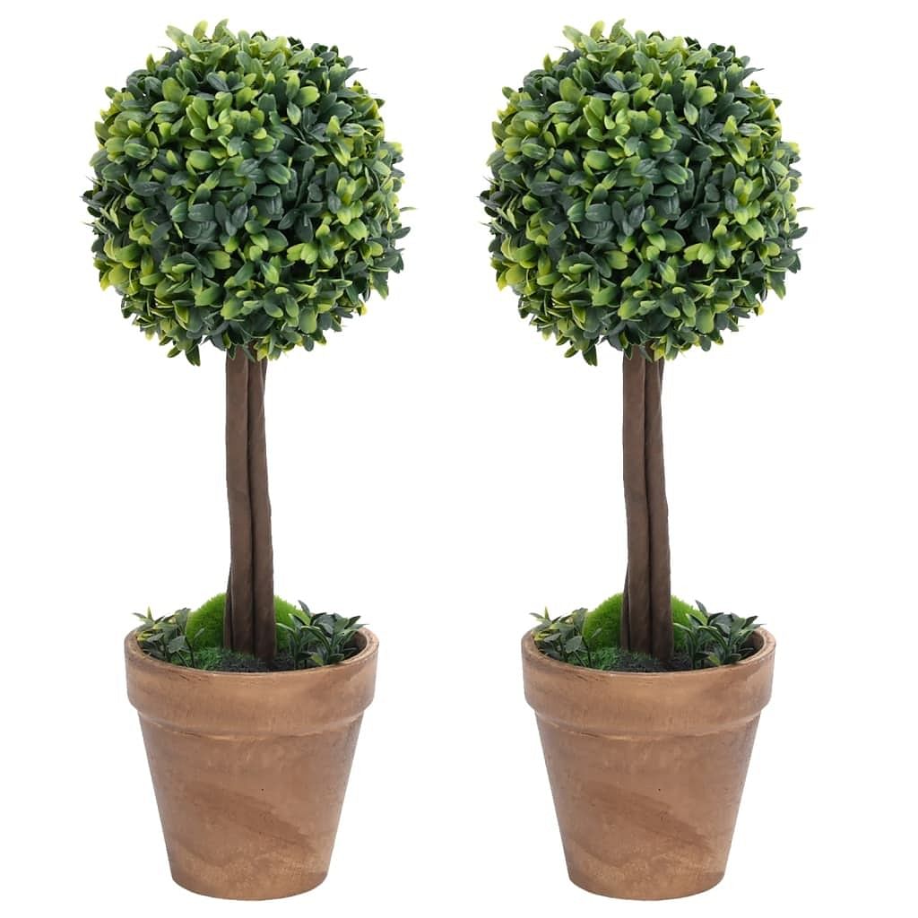 Artificial plant set of 2 mixed green