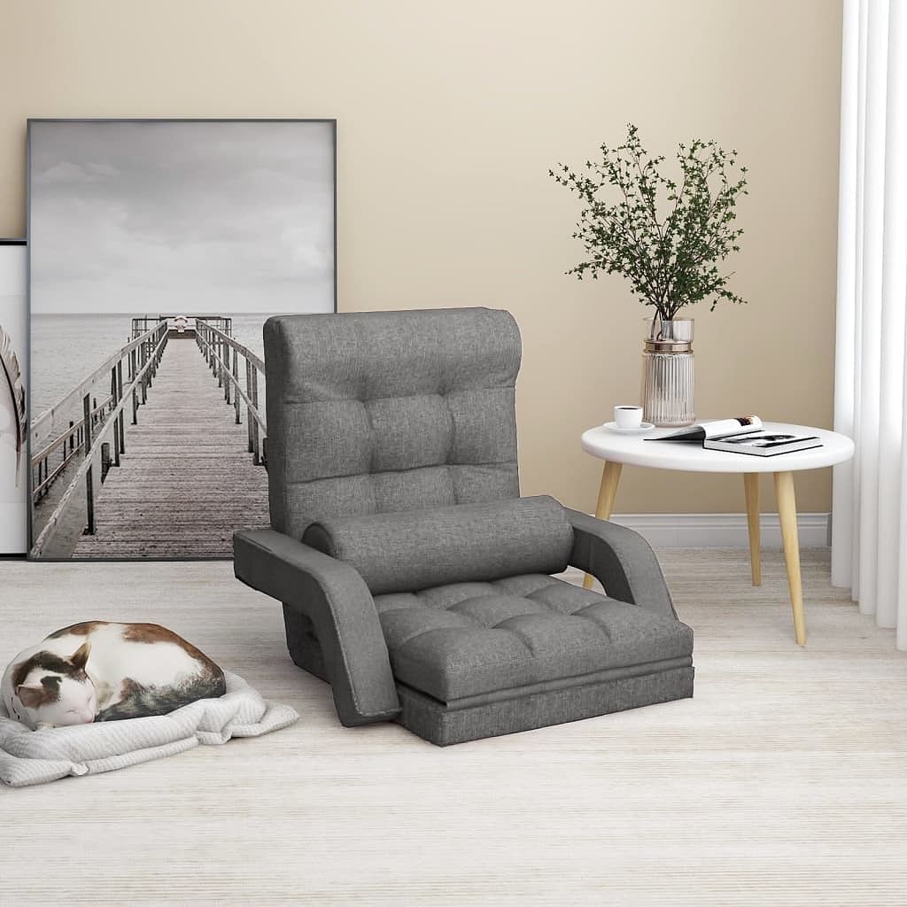 Floor lounger light gray fabric (100% polyester), metal, foam
