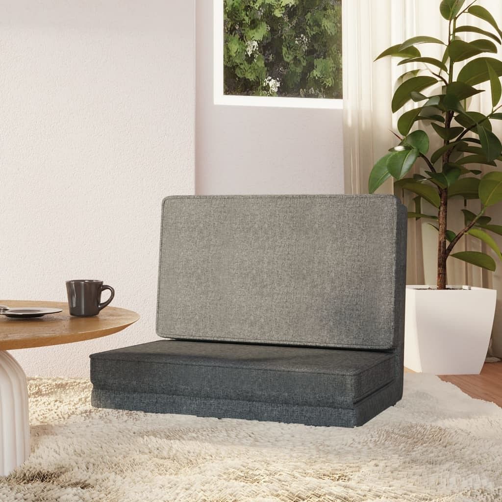 Floor chair light grey polyester, foam, metal compact foldable