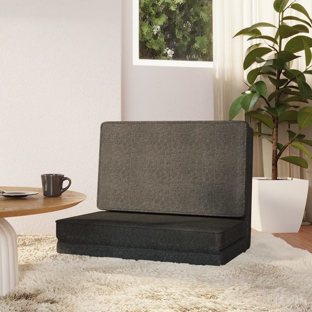 Floor chair dark grey polyester, metal, foam compact foldable