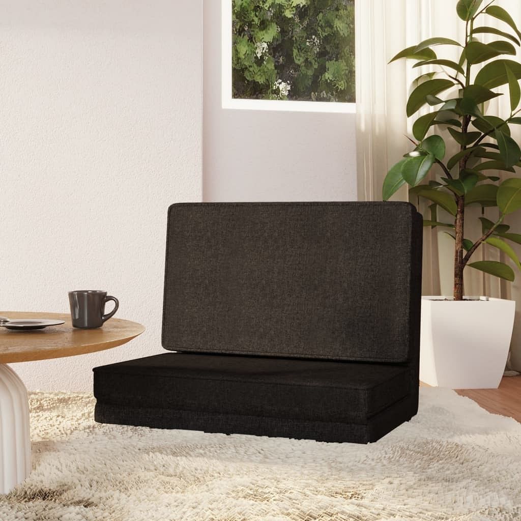 Floor chair black polyester, metal, foam compact foldable