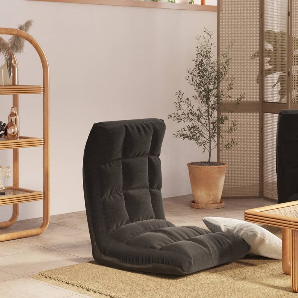 Floor lounger black polyester compact foldable floor chair