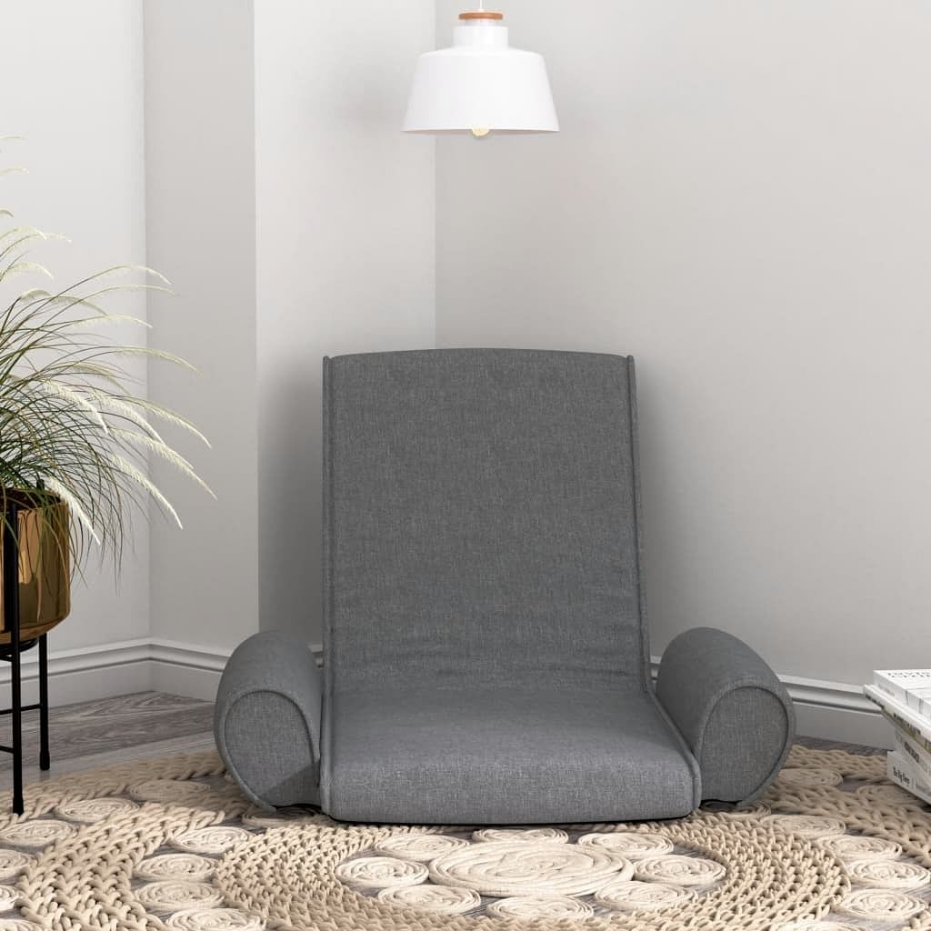 Floor chair light grey polyester, foam, metal compact foldable