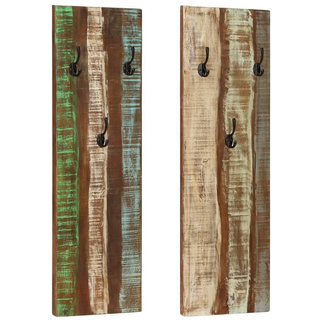Coat rack multicolor solid reclaimed wood, powder-coated steel